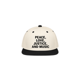 Peace, Love, Justice & Music Snapback Hat
